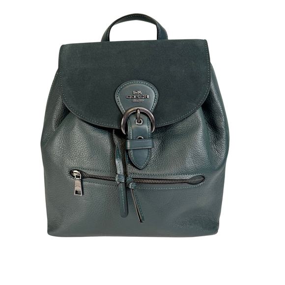 Coach Handbags - Coach Backpack Green Flap Drawstring Kleo Mixed Leather Magnetic Buckle NWT